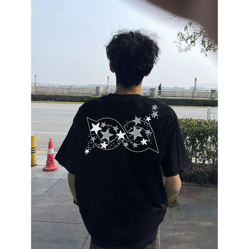 免费试穿~字母刺绣重磅t恤男士