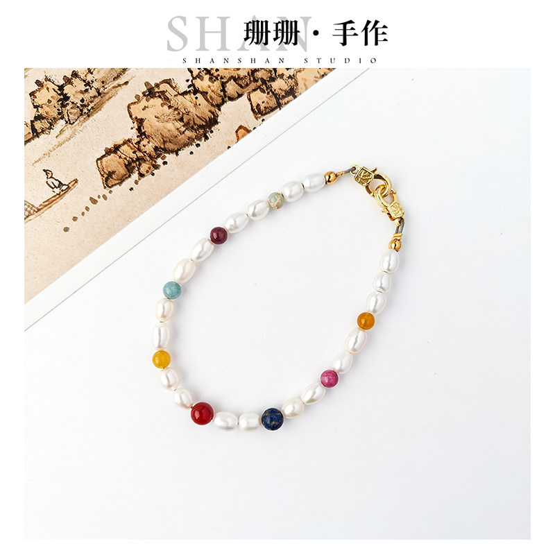 原创手工天然珍珠手机链手拿链精致腕链挂件轻奢气质多宝手链挂绳