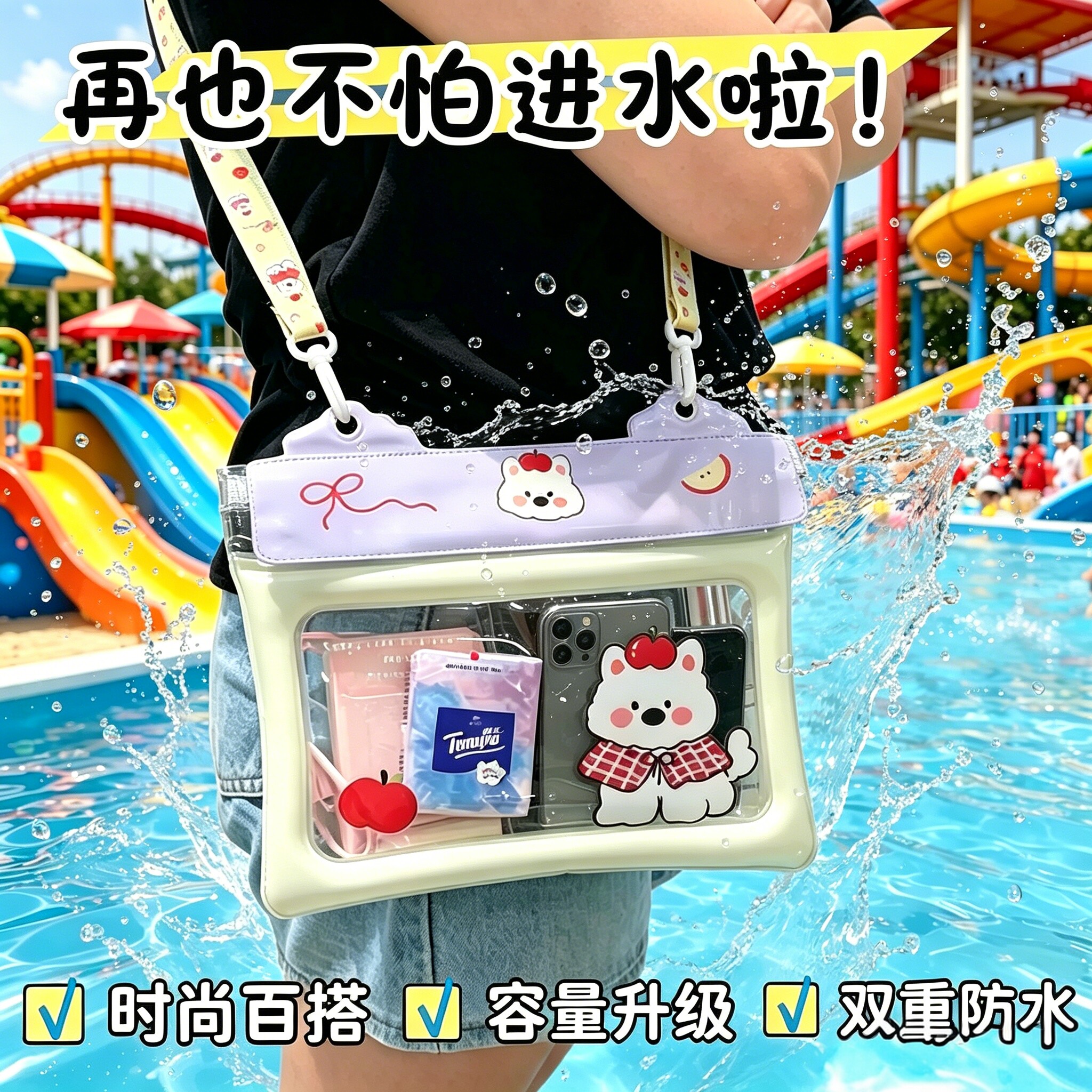 大号手机防水袋可触碰游泳潜水漂流户外保护套泡温泉大容量密封包