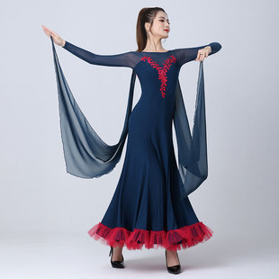 丹宝罗摩登舞演出连衣裙优雅后飘大摆裙2025新款品牌国标舞表演裙