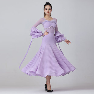 丹宝罗时尚鸵鸟毛摩登舞裙高端比赛名牌国标舞交谊舞连衣裙华尔兹