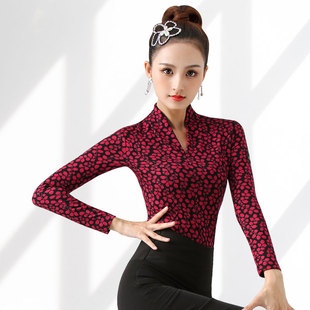 摩登舞新款 舞衣探戈华尔兹练功服春秋 doubl品牌摩登舞上衣女长袖