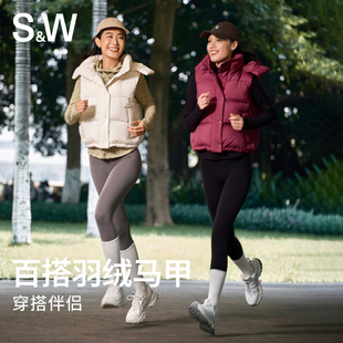 SW速惟冬季90白鸭绒羽绒马甲外套女外穿保暖韩版健身运动马夹短款