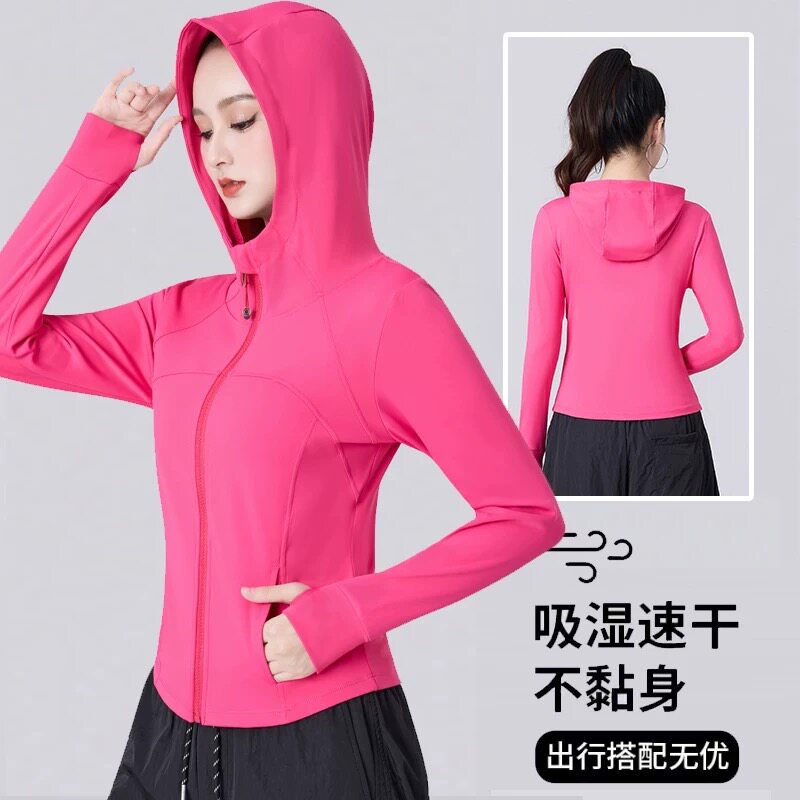 秋冬新款健身运动服锦纶速干加厚连帽全拉链户外跑步长袖加绒外套