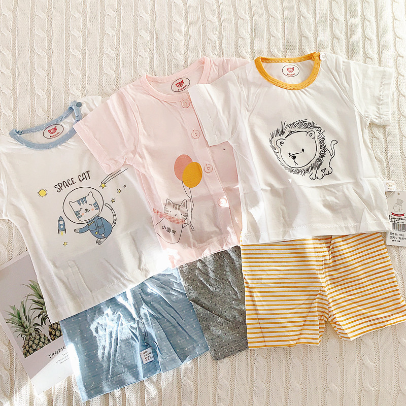 婴儿短袖套装夏季薄款宝宝衣服纯棉男童夏装短裤女儿童夏天洋气潮,童装/婴儿装/亲子装,套装,淘宝优惠券,粉丝福利购,淘宝优惠卷
