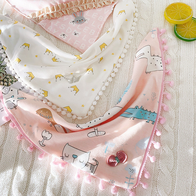 3条宝宝三角巾纯棉春秋双层按扣婴儿花边口水巾全棉柔软吸水围嘴,婴童用品,口水巾,淘宝优惠券,粉丝福利购,淘宝优惠卷