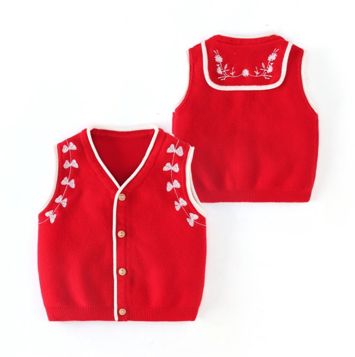 酷娃米马甲秋冬毛线背心女宝宝毛衣马夹外套洋气婴儿针织坎肩小童