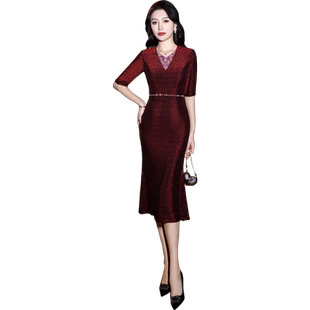 妈妈婚宴装晚礼服女2026新款高贵喜婆婆参加婚礼平时可穿鱼尾裙夏