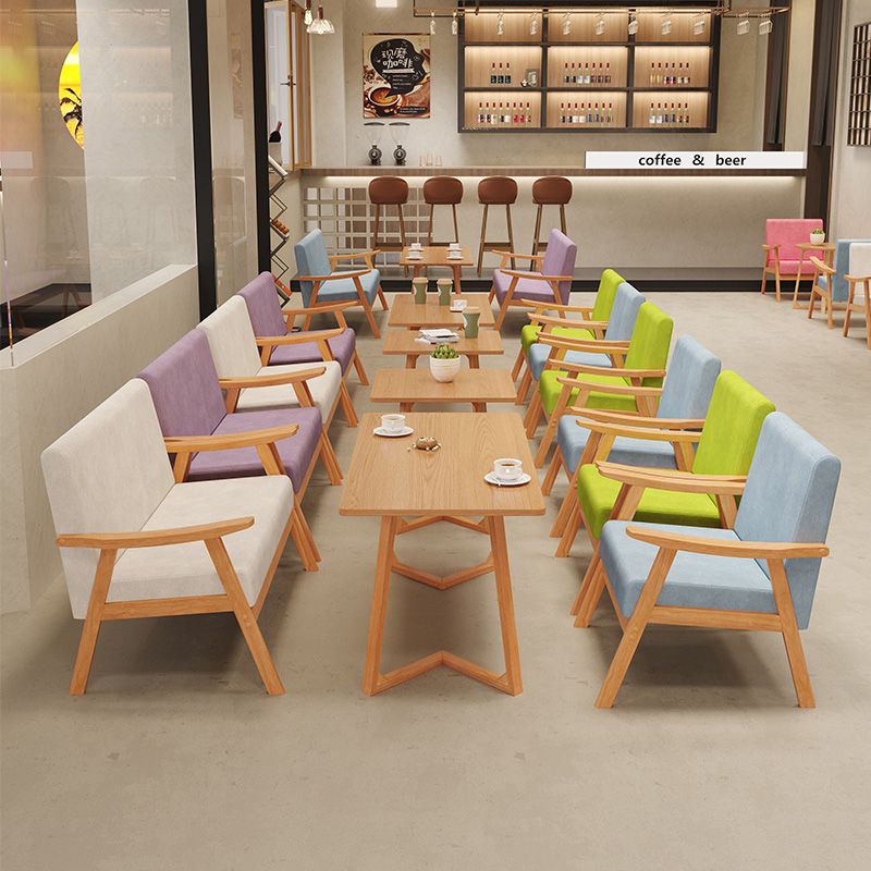 咖啡厅桌椅组合休息区酒吧现代简约西餐厅商场奶茶店沙发卡座椅子