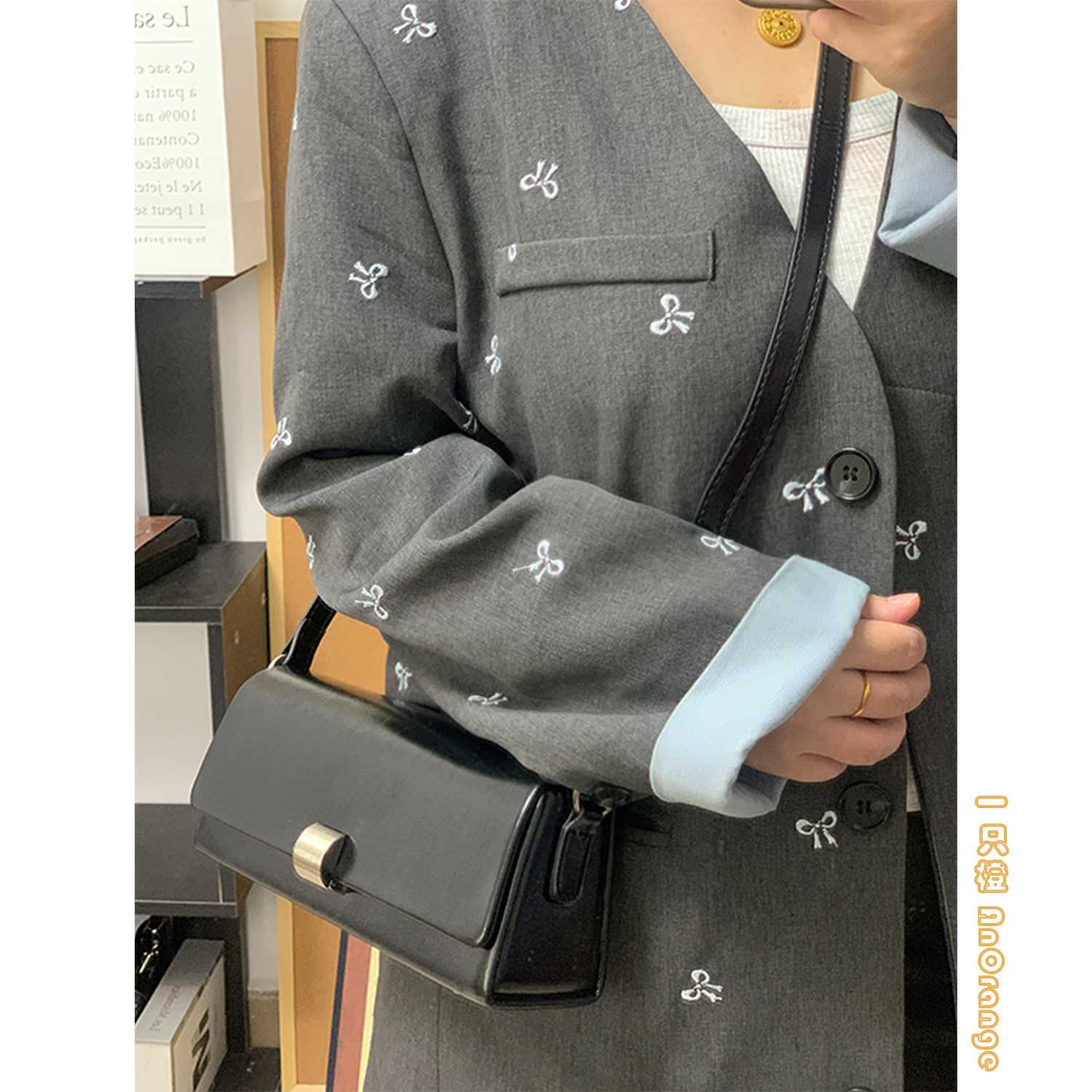 一只橙女包原创设计质感法棍包