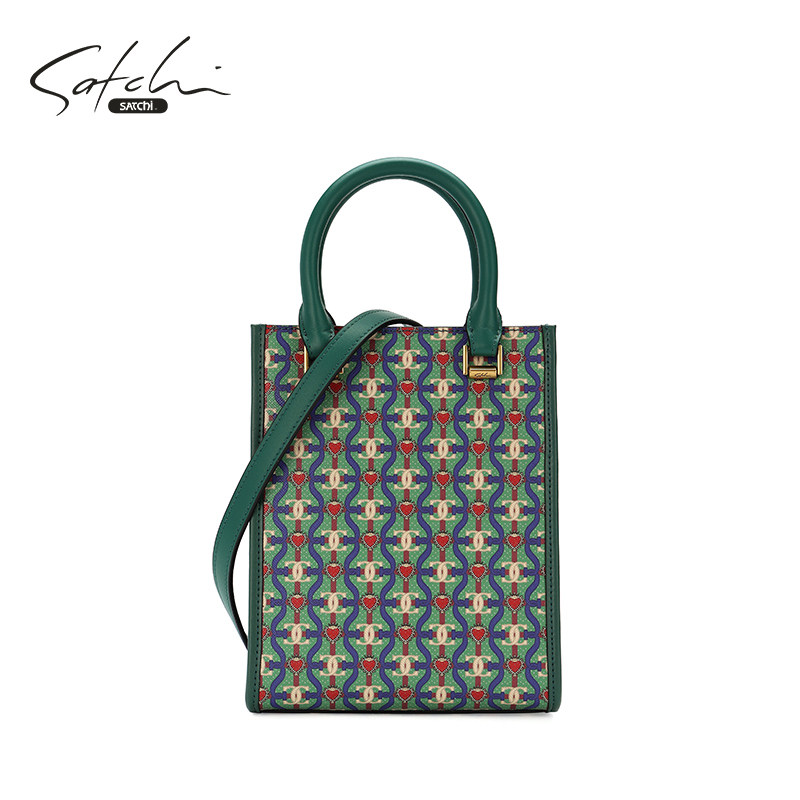 SATCHI/沙驰托特包2023新款琴谱单肩包高级感手提女包通勤老花