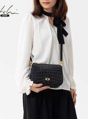 SATCHI/沙驰女包2026新款牛皮高级通勤马鞍包女斜挎单肩包