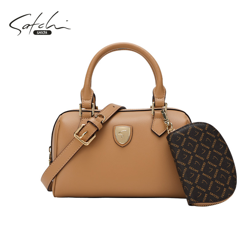 SATCHI/沙驰女包优雅气质波士顿枕头包时尚斜挎小包手提单肩包