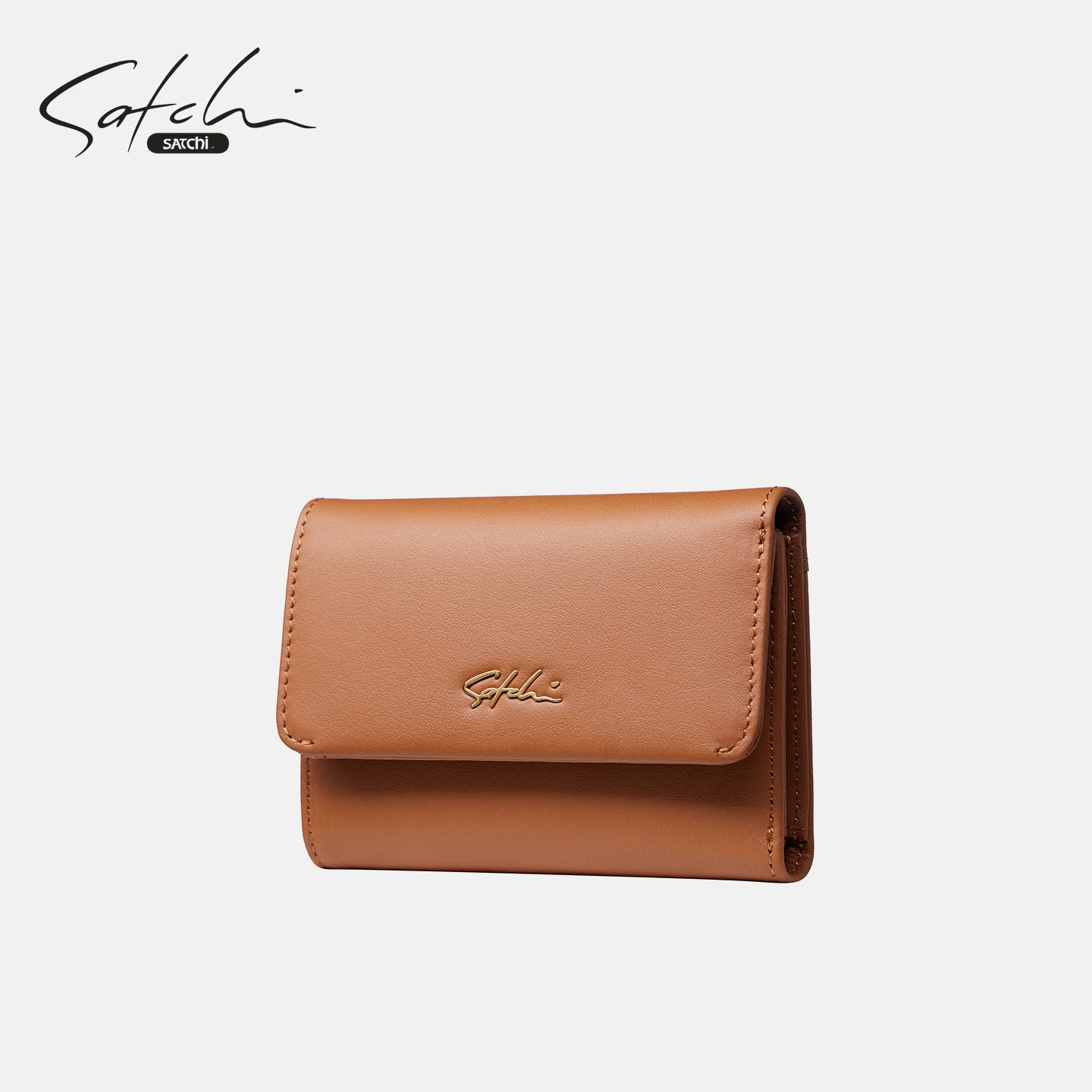 SATCHI/沙驰钱包新款头层牛皮女款卡包轻薄小巧短款真皮零钱包