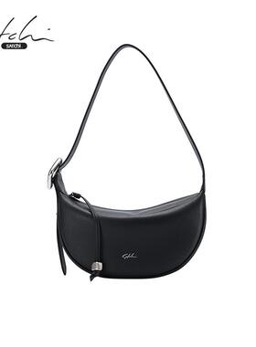 SATCHI/沙驰纳帕牛皮饺子包女复古单肩斜挎包高级感百搭腋下包