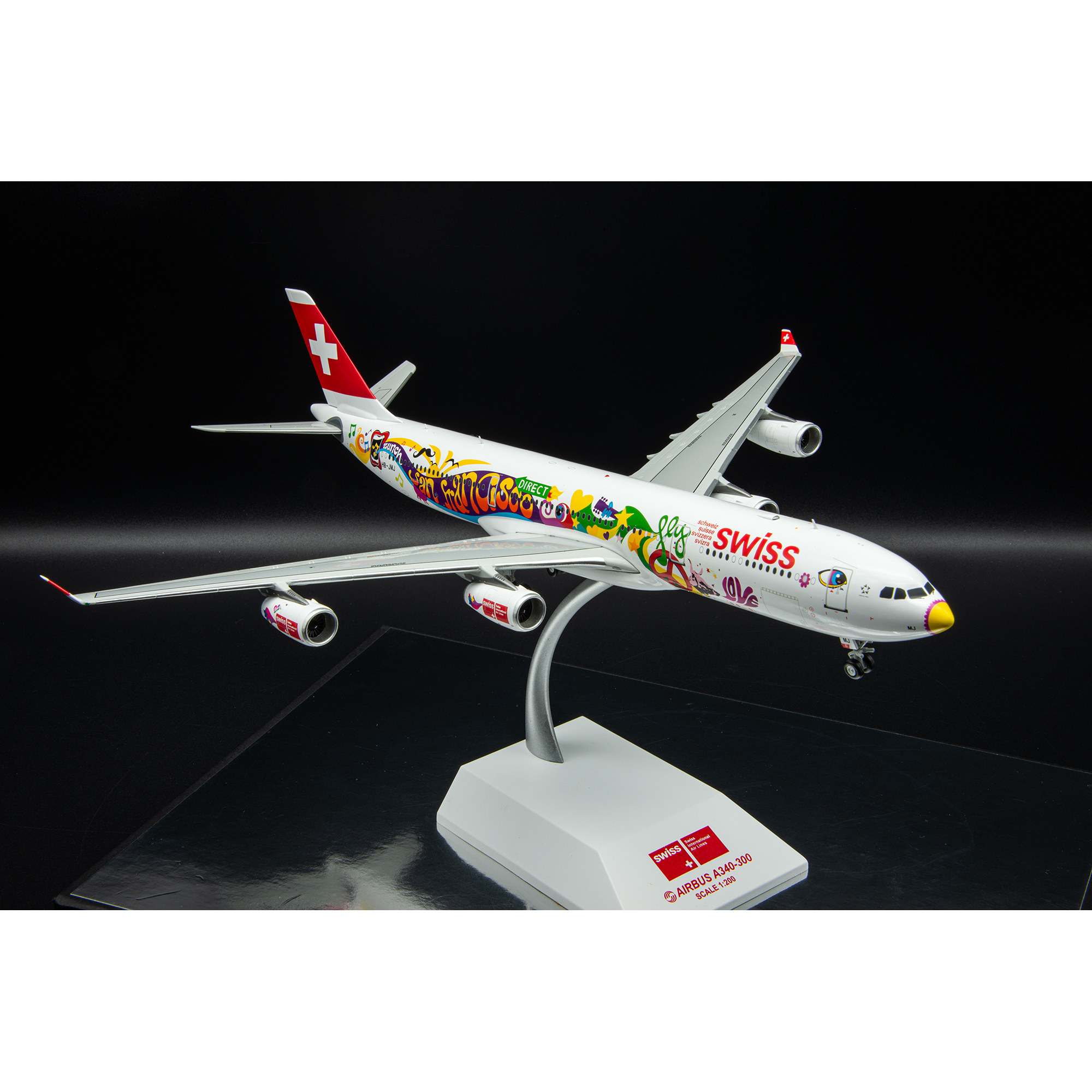JCwings瑞士航空空客A340-300飞机模型旧金山彩绘涂装航空文创