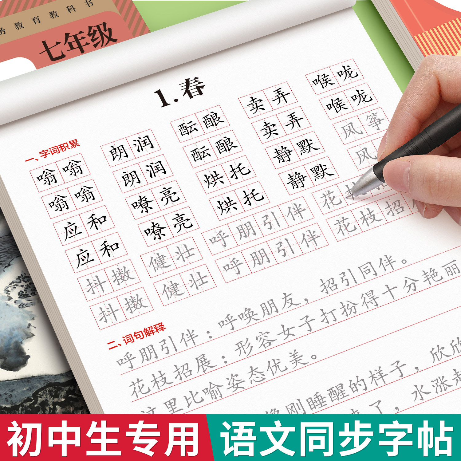 2026新版七年级语文同步练字帖上册下册人教版初中生八年级7-8正楷楷书硬笔书法生字练习本学生每日一练描红初一小升初专用练字帖