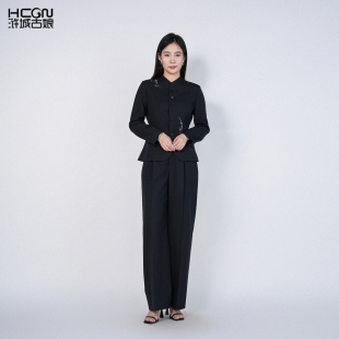 女春秋 国风两件套装 浒城古娘新款 刺绣气质高级通勤西服上衣新中式