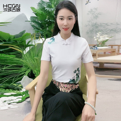hcgn/浒城古娘中式精致刺绣T恤