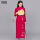 国风改良旗袍连衣裙女装 新中式 春秋 醋酸刺绣气质长袖 浒城古娘新款