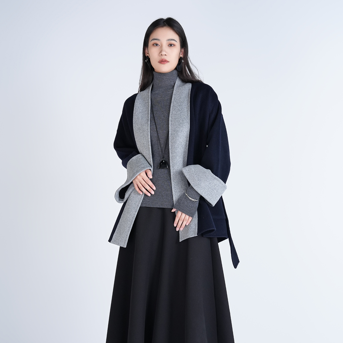 浒城古娘新款绵羊毛气质优雅中长款新中式国风毛呢外套上衣女春秋