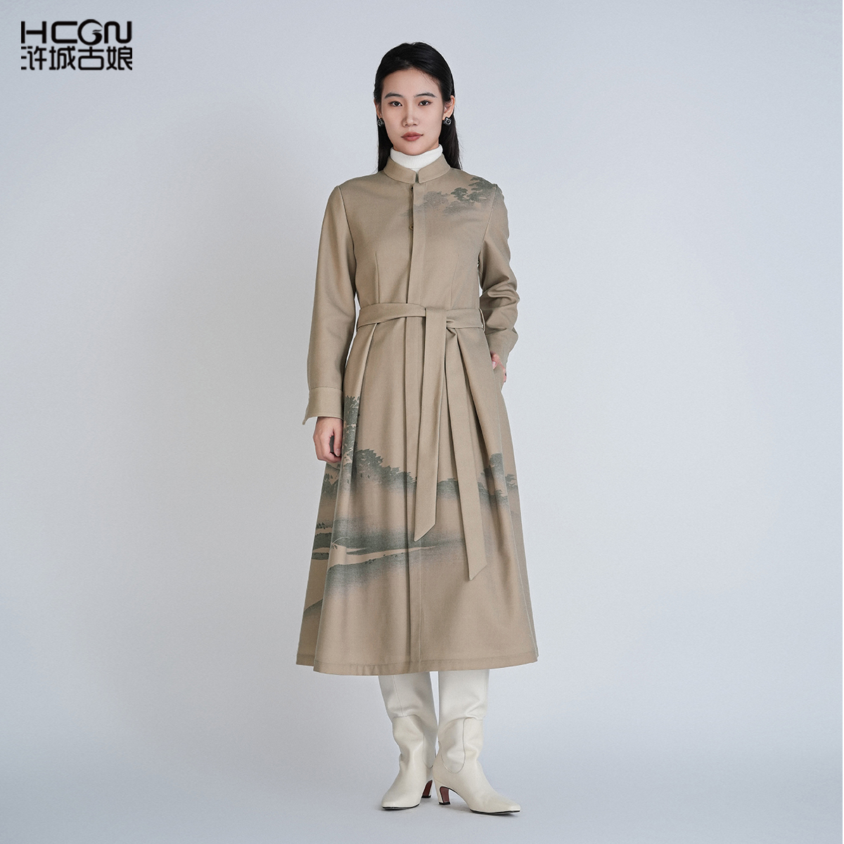 国风高端气质通勤百搭羊毛连衣裙