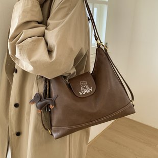 一包多背托特包包女大容量双肩包2025新款棕色手提单肩通勤腋下包