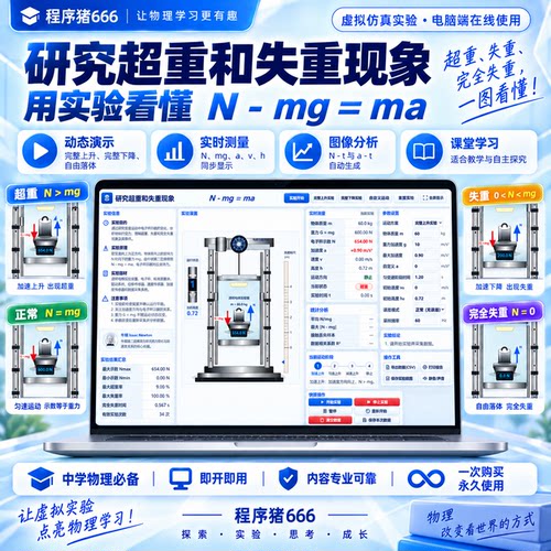 研究超重和失重现象 HTML版 物理交互式实验  离线在U盘都可用