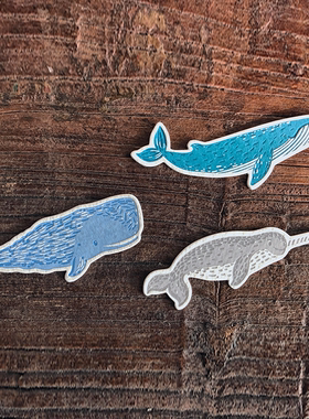 创意卡通动物鲸鱼进口棉纸制书签活版印刷学生用手机装饰卡片文具