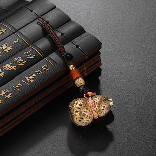 复古惟一紫铜镂空花纹葫芦钥匙扣挂件吊坠男女高级感包包汽车挂饰