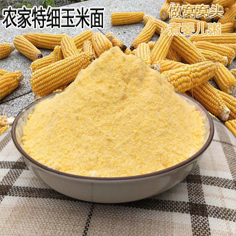 新鲜玉米面玉米粉 黄玉米面粉2斤农家现磨窝头面新包谷面杂粮 - 实物图