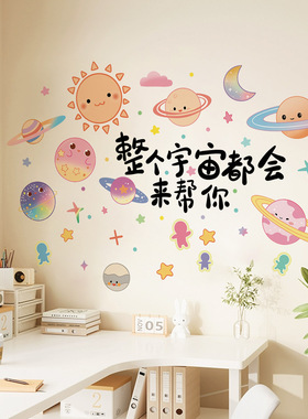 女孩星球主题房间贴纸背景墙卧室ins床头装饰宿舍墙壁励志贴纸