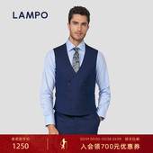 马甲商务青果领西服马甲 蓝豹男士 丝羊毛 LAMPO
