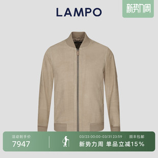 蓝豹男士 LAMPO 皮衣正绒胎牛皮棒球领商务皮夹克 正绒胎牛皮