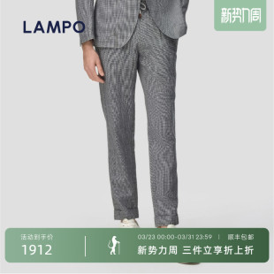 休闲裤 蓝豹春夏男士 LAMPO 抽绳松紧腰休闲长裤 进口毛麻