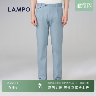 棉桑蚕丝混纺 直筒裤 LAMPO男士 薄款 弹力透气商务休闲裤 牛仔裤