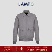 棉服夹克羊毛法兰绒翻领贴袋短外套 蓝豹男士 法兰绒 LAMPO
