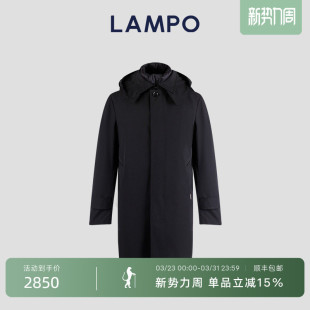 蓝豹羽绒服男鹅绒服风衣款 LAMPO 可脱卸帽百搭羽绒服 秋冬热卖