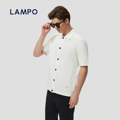 麻爽棉 T恤横机开衫 LAMPO 蓝豹男士 短袖 polo衫 男