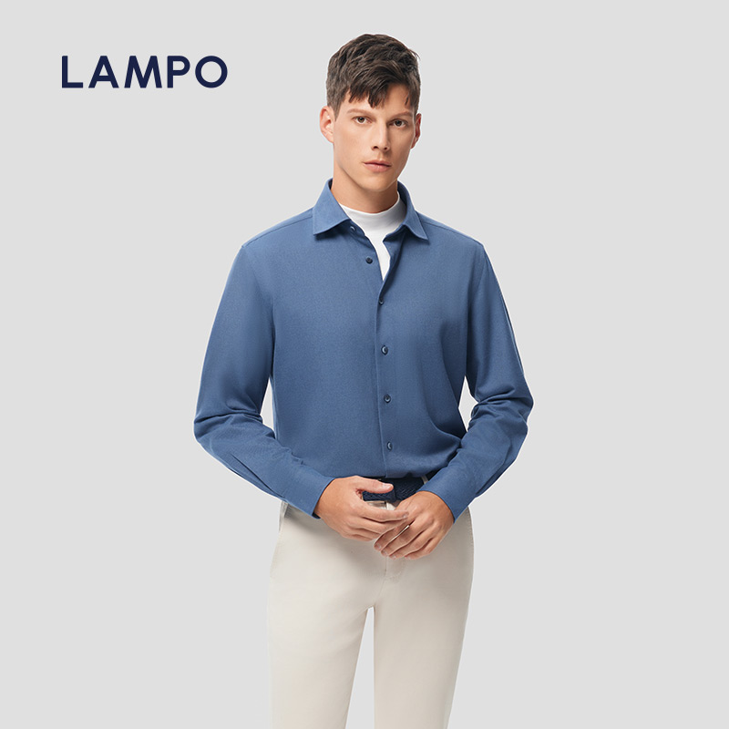 蓝豹尖领长袖商务衬衫