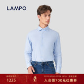棉 百搭衬衫 LAMPO 长袖 浅蓝商务正装 蓝豹男士 衬衫 男