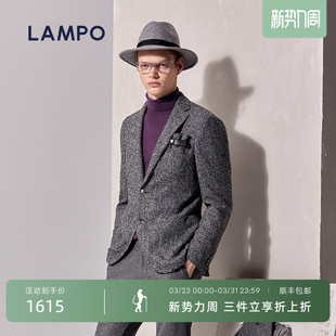 单西服商务羊绒花呢西装 蓝豹男士 LAMPO 外套 羊驼毛