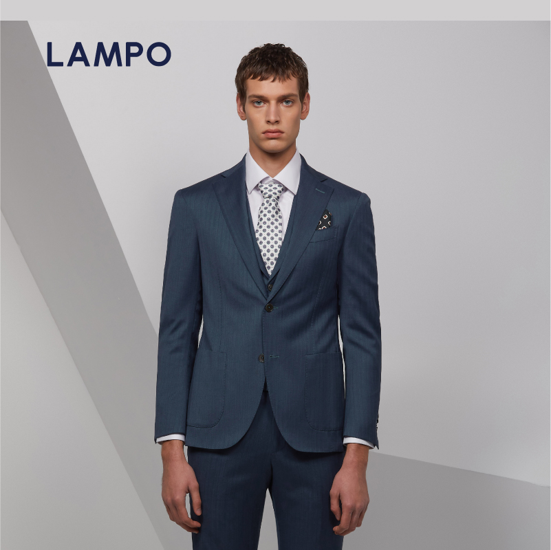 蓝豹新品中蓝商务正装超修身西服