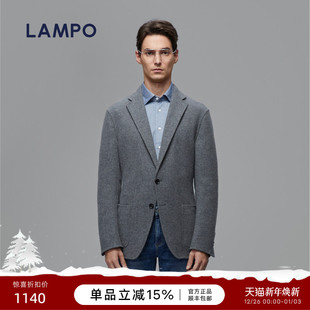 双面呢 大衣羊绒西装 LAMPO 单西服商务微廓短款 外套 蓝豹男士