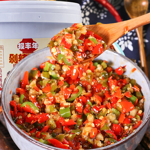 商用大桶湖南青红双色剁辣椒特辣