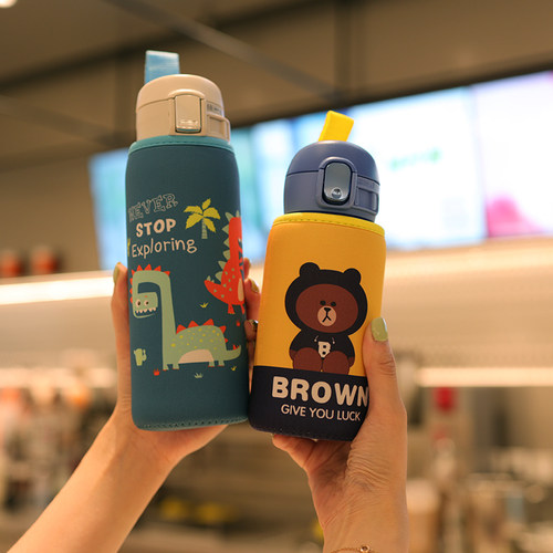 适用日本象印360 480毫升保温杯通用杯套手提卡通加厚水杯保护套