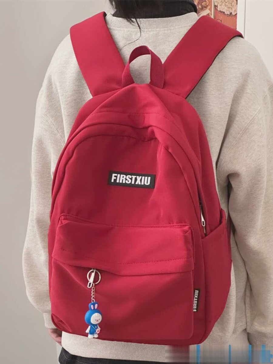 여성용 프렌치 하이룩 스쿨백 레트로 솔리드 컬러 심플하고 다재다능한 백팩 여학생 대용량 백팩