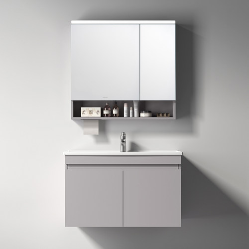 箭牌智能镜蜂窝铝灰色浴室柜