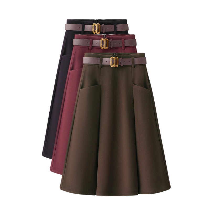 爆款推荐毛呢半身裙女2025年秋冬新款百褶裙时尚百搭显瘦中长款裙