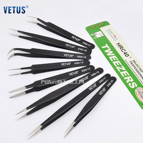 VETUS精密不锈钢镊子尖圆扁平